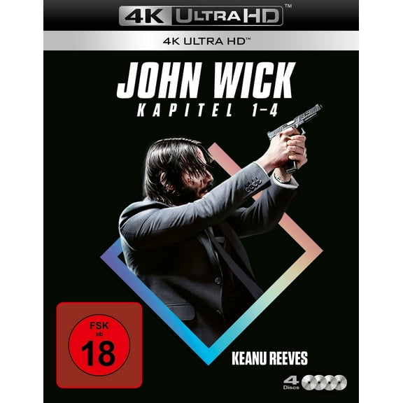 John Wick: Kapitel 1-4 (4 4K UHDs) (4K Ultra HD) Keanu Reeves Chad Stahelski Laurence Fishburne