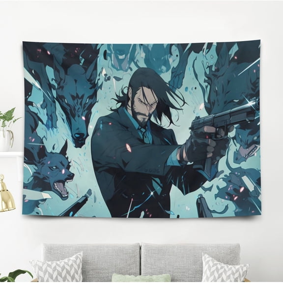 John Wick Keanu Reeves Tapestry Wall Hanging for Bedroom Wall Decorations 5x3ft
