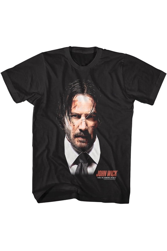 John Wick - Large With Logo - Officially Licensed - Black Solid Front Print Adult Short Sleeve T-Shirt