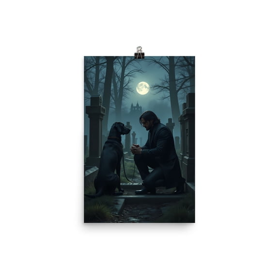 John Wick Movie Wall Art, Action Dog Scene Wall Art