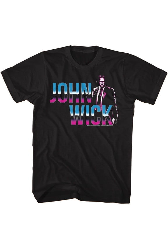 John Wick Neon Chrome Logo Black T-Shirt