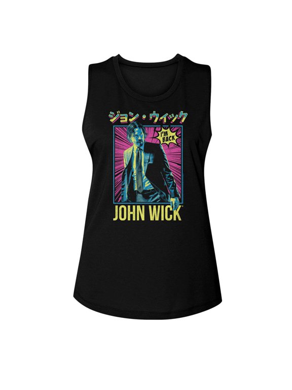 John Wick Neon Manga Ish Black Women's Muscle Tank Top T-Shirt