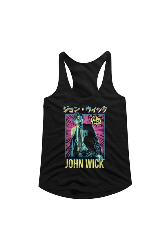 John Wick Neon Manga Ish Black Women's Racerback Tank Top
