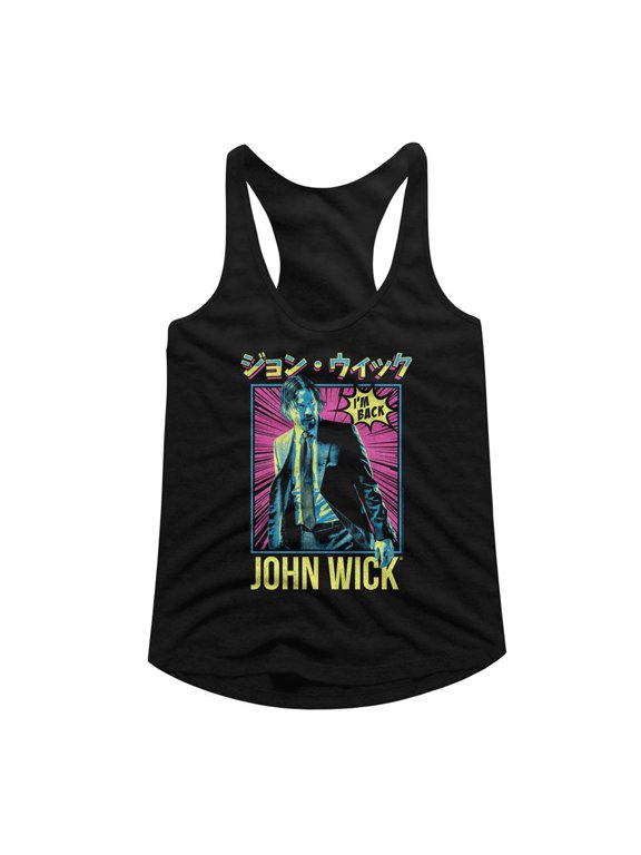 John Wick Neon Manga Ish Black Women's Racerback Tank Top