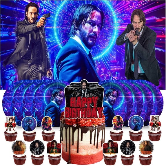 John Wick Birthday Supplies Plates Decorations Decor Backdrop Banner ...