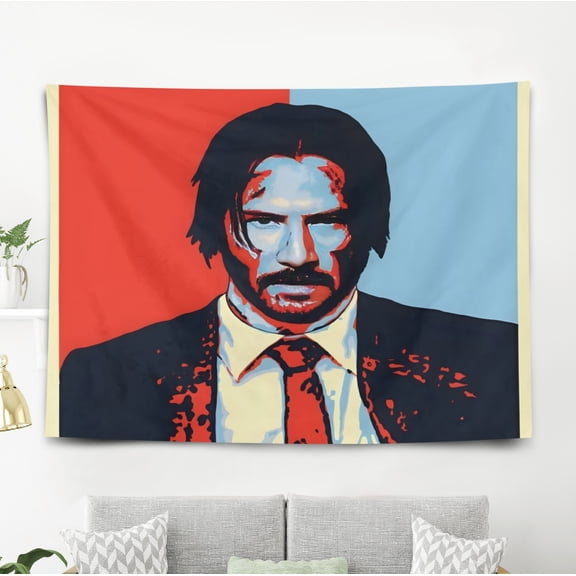 John Wick Pattern Wall Hanging 50*60 Inches High-Quality Peach Skin Velvet Material Classic And Charming