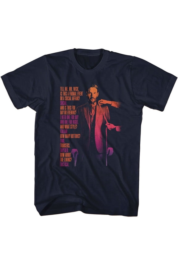 John Wick Tell Me Mr Wick Navy Adult T-Shirt Xlt