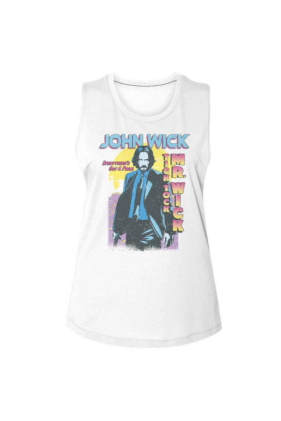 John Wick Tick Tock Mr. Wick Gradient White Women's Muscle Tank Top T-Shirt