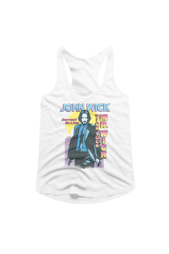 John Wick Tick Tock Mr. Wick Gradient White Women's Slim Fit Racerback Tank Top