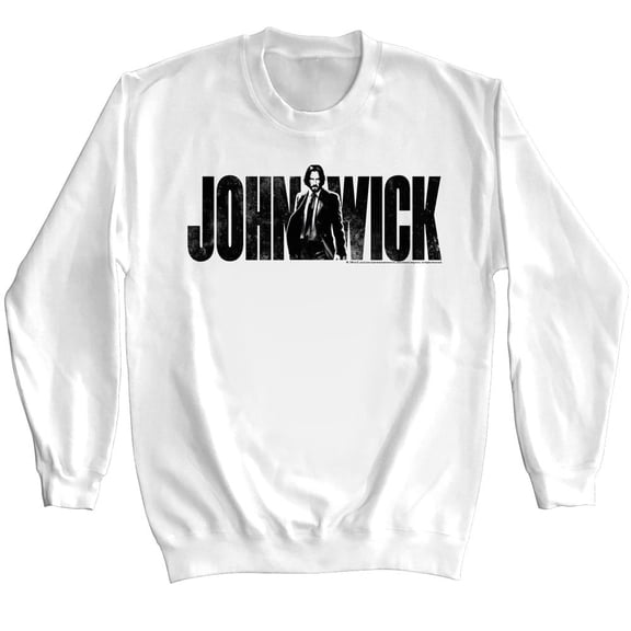 John Wick With Name White Adult Sweatshirt S