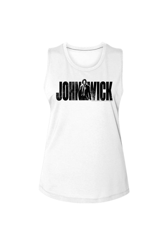 John Wick With Name White Women's Muscle Tank Top T-Shirt