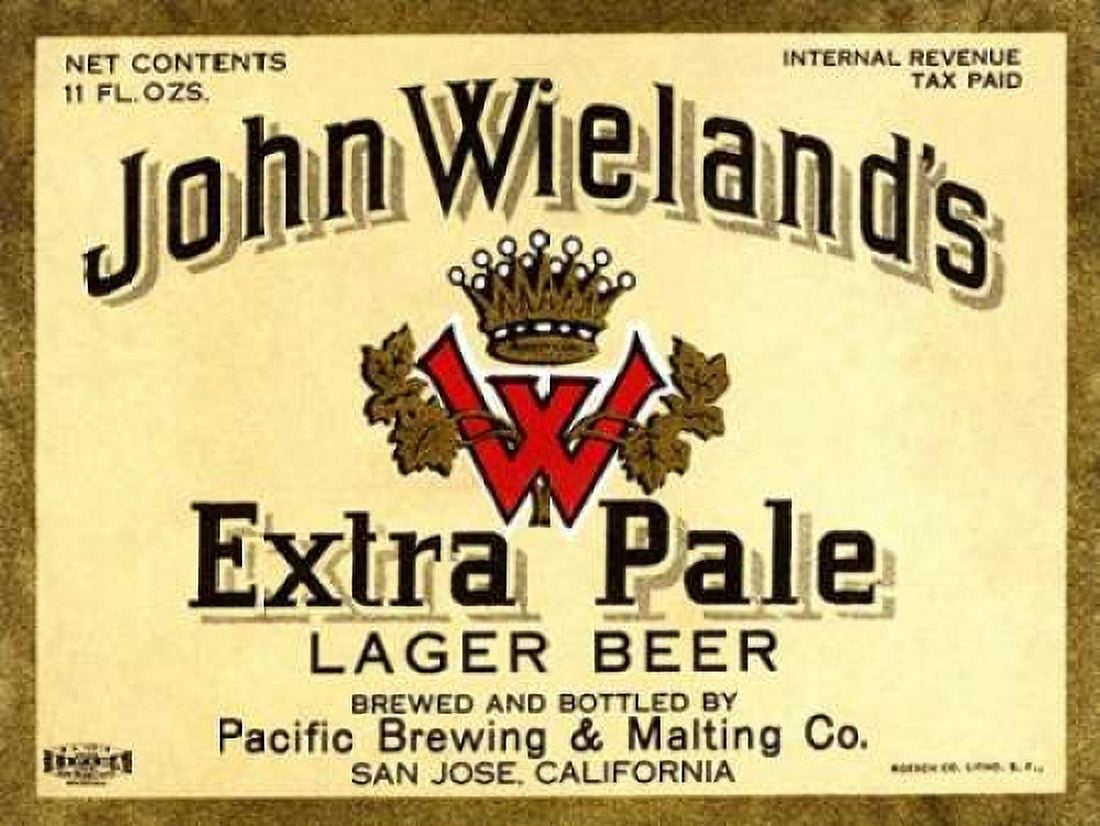 John Wielands Extra Pale Lager Beer Canvas Art - Vintage Booze Labels (18 x 24)