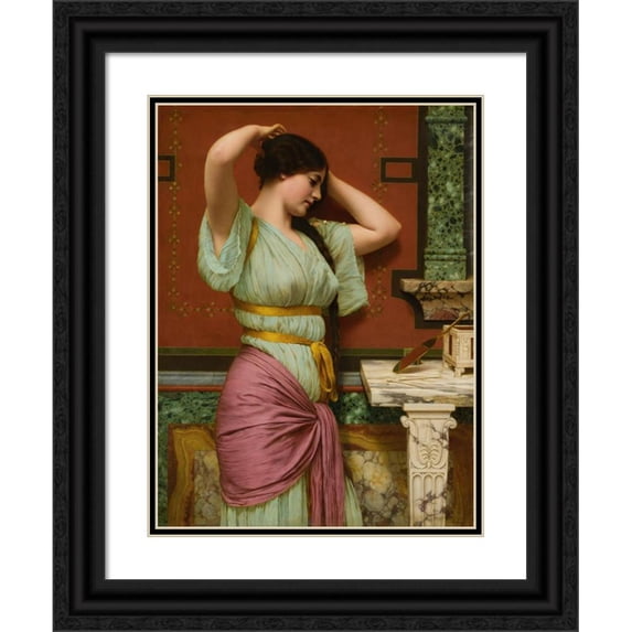 John William Godward 12x14 Black Ornate Wood Framed Double Matted Museum Art Print Titled: Julia (1914)