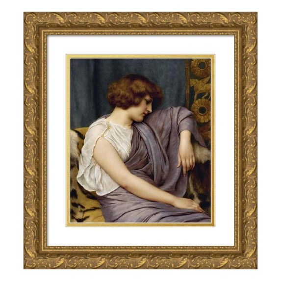 John William Godward 12x14 Gold Ornate Wood Frame and Double Matted Museum Art Print Titled - Briseis (1896)