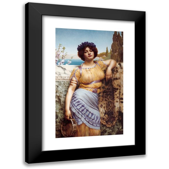 John William Godward 16x24 Black Modern Framed Museum Art Print Titled - Ionian Dancing Girl (1902)