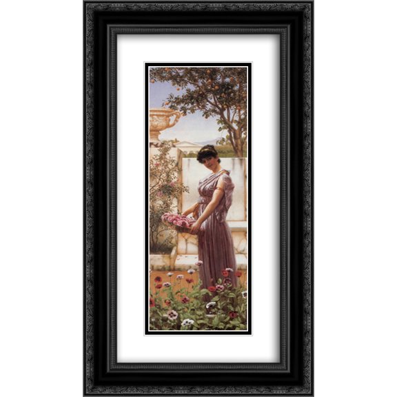 John William Godward 2x Matted 14x24 Black Ornate Framed Art Print 'The Flowers of Venus'