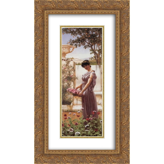 John William Godward 2x Matted 14x24 Gold Ornate Framed Art Print 'The Flowers of Venus'