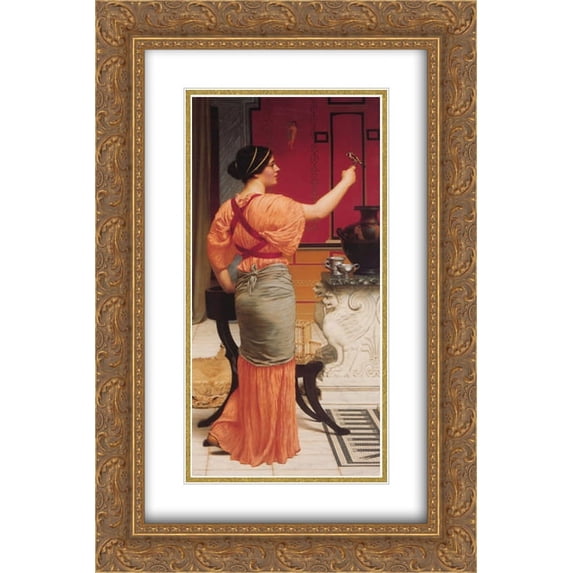 John William Godward 2x Matted 16x24 Gold Ornate Framed Art Print 'Lesbia with her Sparrow'
