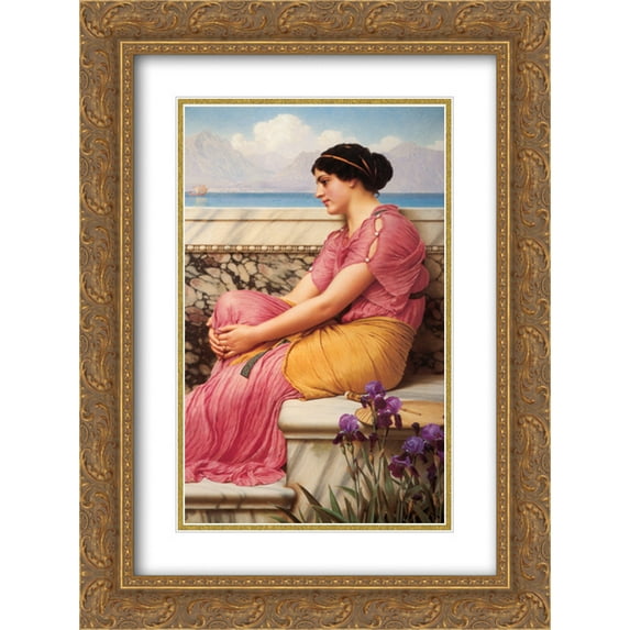 John William Godward 2x Matted 18x24 Gold Ornate Framed Art Print 'Absence Makes the Heart Grow Fonder'