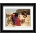 thumbnail image 1 of John William Godward 2x Matted 24x20 Black Ornate Framed Art Print 'The Old, Old Story', 1 of 2