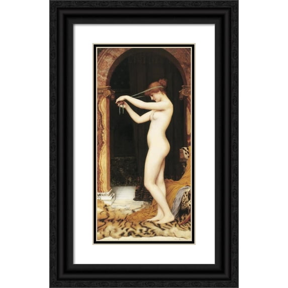 John William Godward 9x14 Black Ornate Wood Framed Double Matted Museum Art Print Titled: Venus