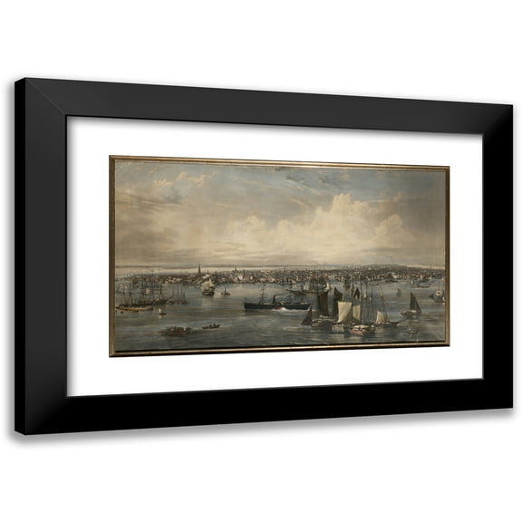 John William Hill 14x10 Black Modern Framed Museum Art Print Titled - New York (1855)