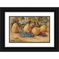 thumbnail image 1 of John William Hill 18x13 Black Ornate Wood Framed Double Matted Museum Art Print Titled - Still Life of Fruit - Apples, Pears, and Grapes on Ground (1874), 1 of 5