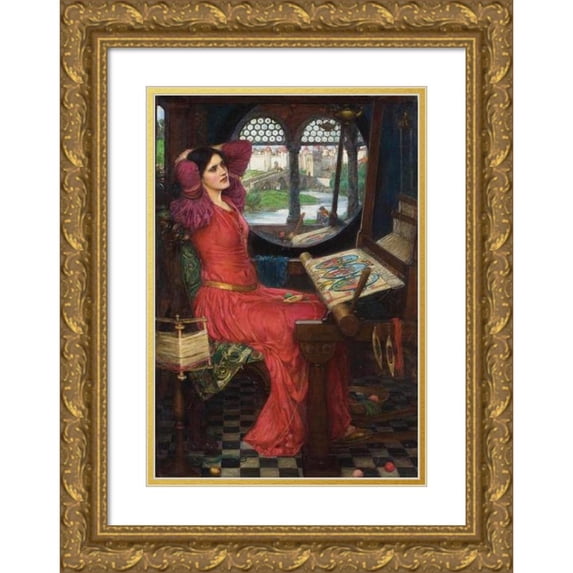 John William Waterhouse 11x14 Gold Ornate Wood Frame and Double Matted Museum Art Print Titled - I am Half-Sick of Shadows, Said the Lady of Shalott (1916)