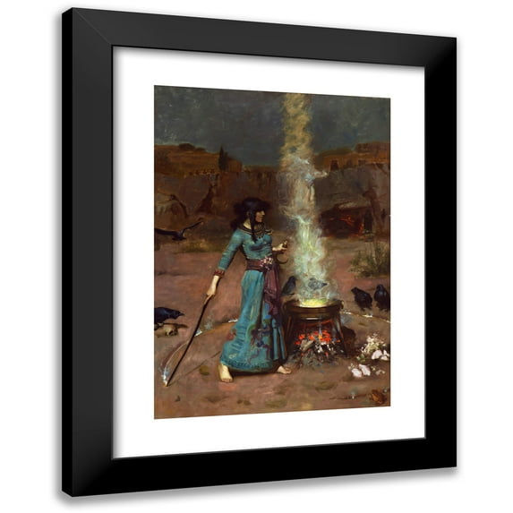 John William Waterhouse 14x18 Black Modern Framed Museum Art Print Titled - The Magic Circle