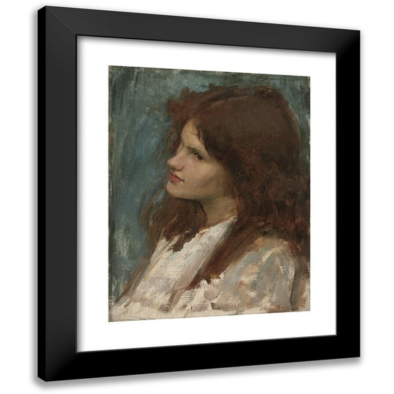 John William Waterhouse 19x24 Black Modern Framed Museum Art Print Titled - Head of a Girl