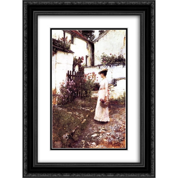 John William Waterhouse 2x Matted 18x24 Black Ornate Framed Art Print 'Gathering Summer Flowers in a Devonshire Garden'