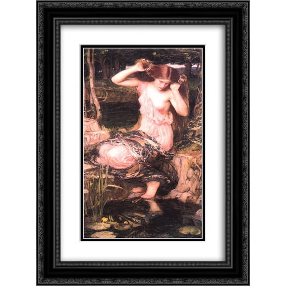 John William Waterhouse 2x Matted 18x24 Black Ornate Framed Art Print 'Lamia'
