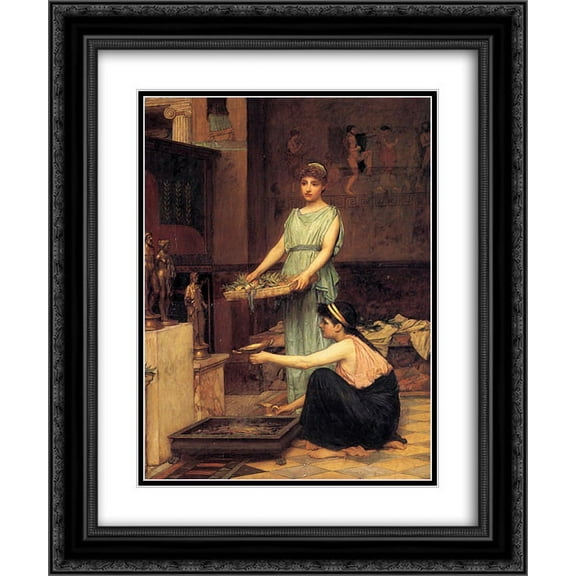 John William Waterhouse 2x Matted 20x24 Black Ornate Framed Art Print 'The Household Gods'