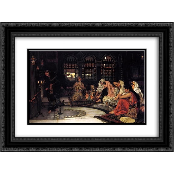 John William Waterhouse 2x Matted 24x18 Black Ornate Framed Art Print 'Consulting the Oracle'
