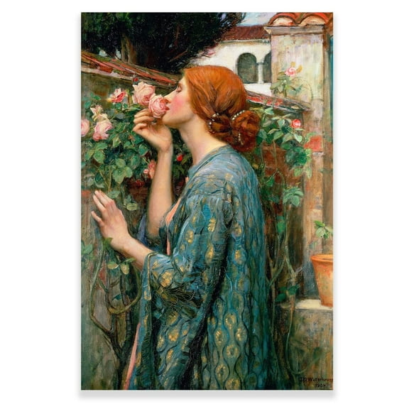 John William Waterhouse Canvas Prints - The Soul of the Rose Poster - Realism Romantic Artwork Woman Portrait Oil Painting Wall Art Renaissance Art Prints Canvas