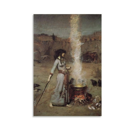 John William Waterhouse The Magic Circle Art Poster Canvas Wall Art Prints Poster Gifts Photo Picture Painting Posters Room Decor Home Decorative 24x36inch(60x90cm)