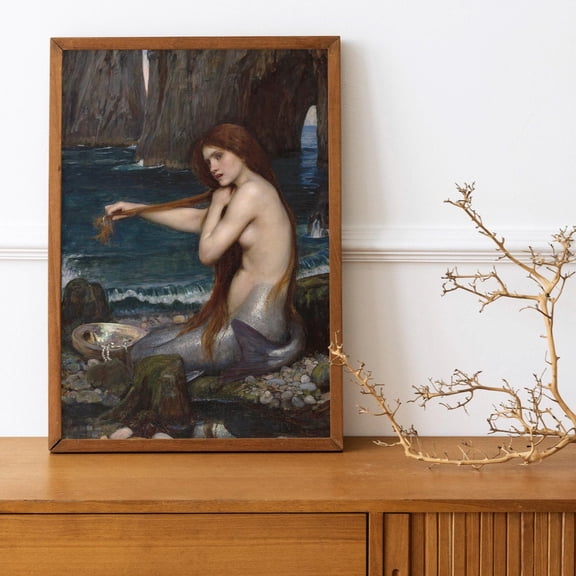 John William Waterhouse - Mermaid. On, Mermaid Art Poster, Art, Siren Poster, Fine Art Poster, Water Nymph Art, Unframed Poster Size 24x36