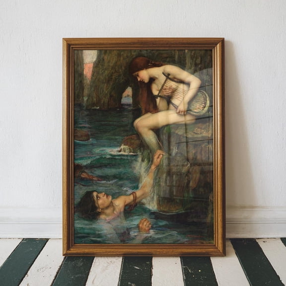 John William Waterhouse, The Siren, Art Reproduction, Antique Poster, Moody Victorian, Vintage Poster, Unframed Canvas Size 24x36
