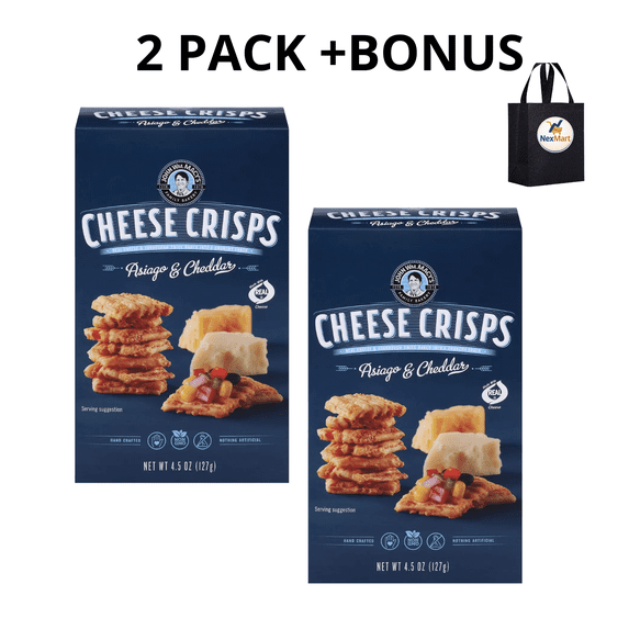 John Wm Macy Asiago Cheddar Cheese Crisps 4.5 oz, 2 Pack + Bonus