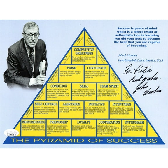 John Wooden Signed Autographed 8.5X11 Photo Pyramid of Success UCLA JSA AE80140