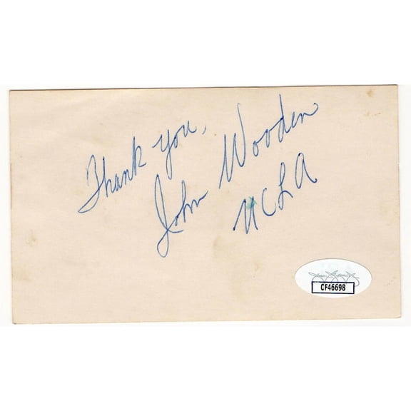 John Wooden Signed Autographed Index Card "UCLA" Bruins JSA CF46698