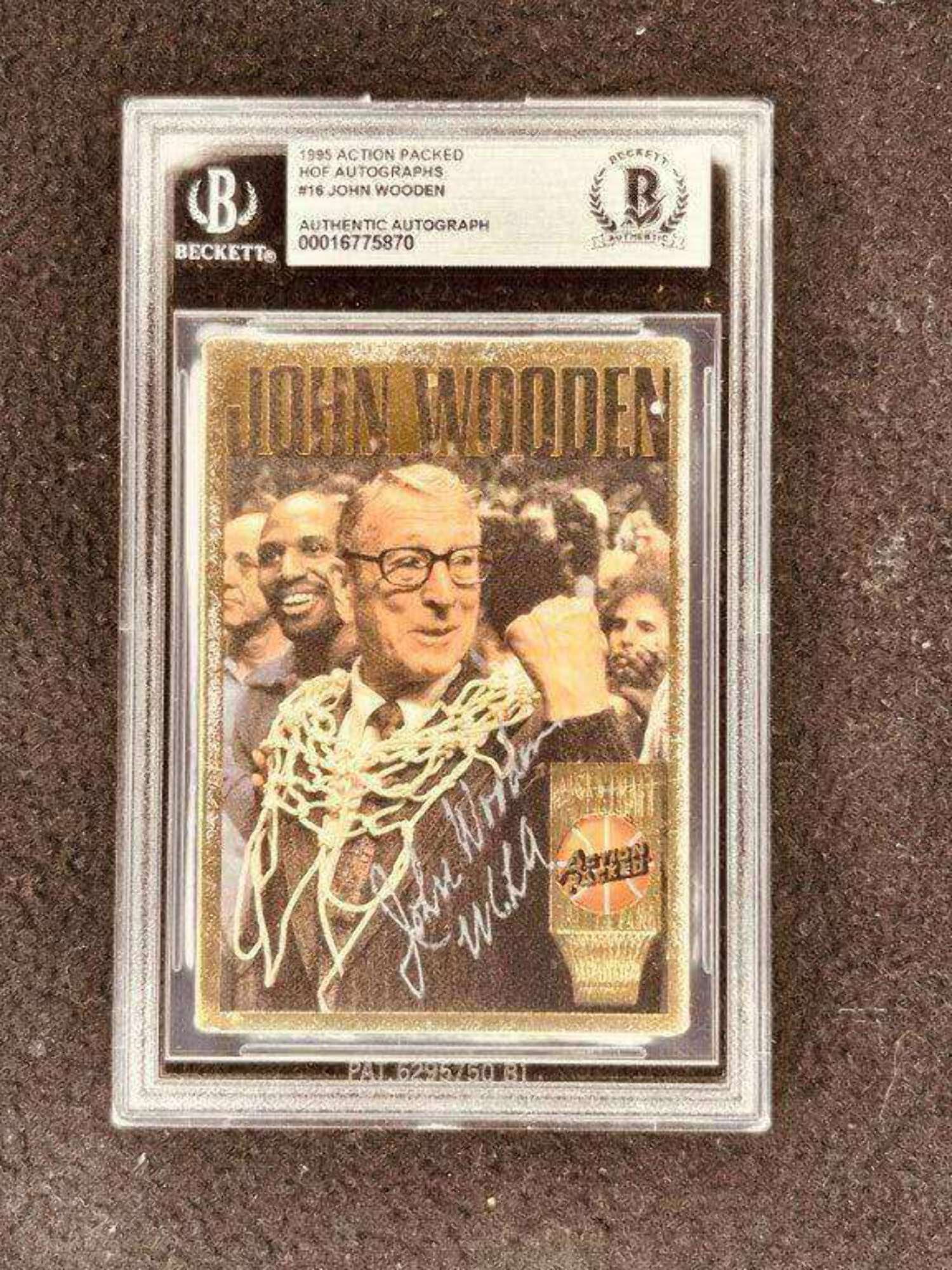 John Wooden certified autograph UCLA 1994 Action Packed Hall of Fame card BAS slabbed