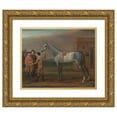 thumbnail image 1 of John Wootton 24x20 Gold Ornate Framed and Double Matted Museum Art Print Titled - Lamprey, with His Owner Sir William Morgan, at Newmarket (ca. 1723), 1 of 4