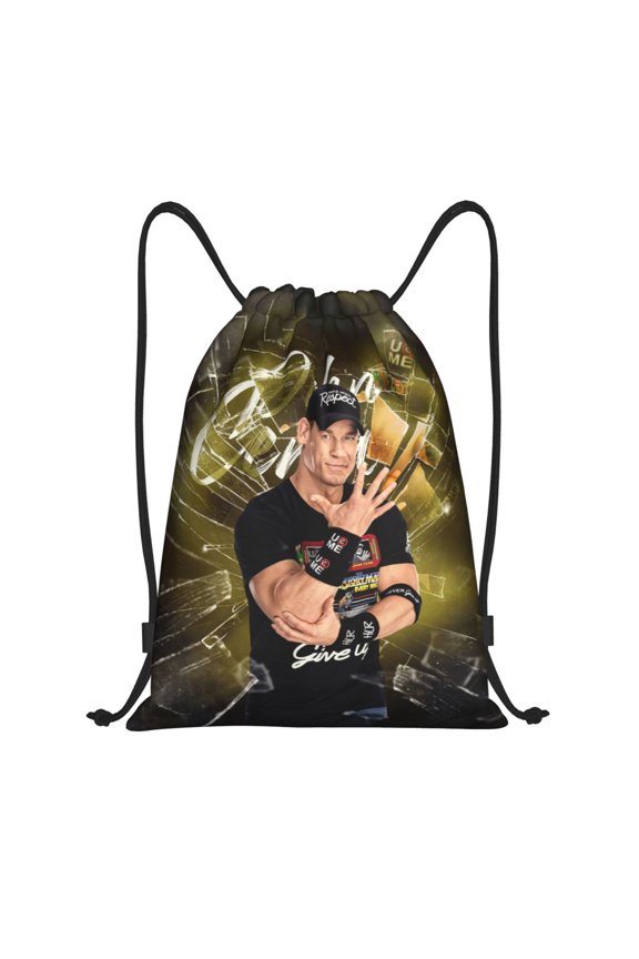 John Wres-tler Cena Drawstring Bag Waterproof Adjustable Lightweight Sport Gym Sack Cute Cartoon Drawstring Backpack For Men Women