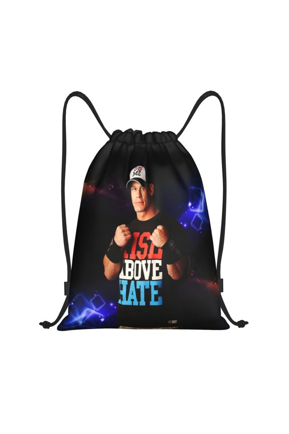 John Wres-tler Cena Drawstring Bag Waterproof Adjustable Lightweight Sport Gym Sack Cute Cartoon Drawstring Backpack For Men Women