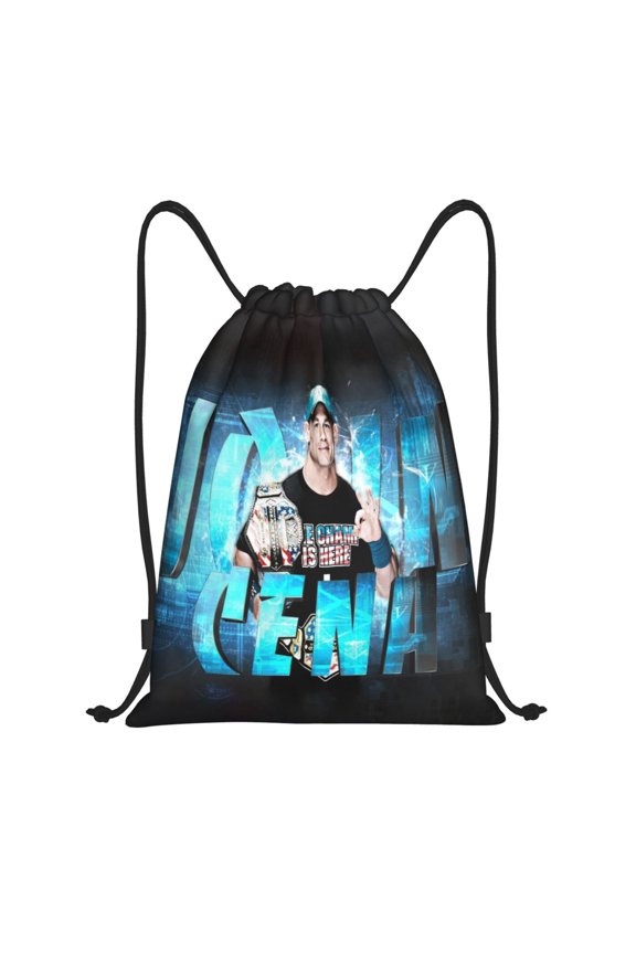 John Wres-tler Cena Drawstring Bag Waterproof Adjustable Lightweight Sport Gym Sack Cute Cartoon Drawstring Backpack For Men Women