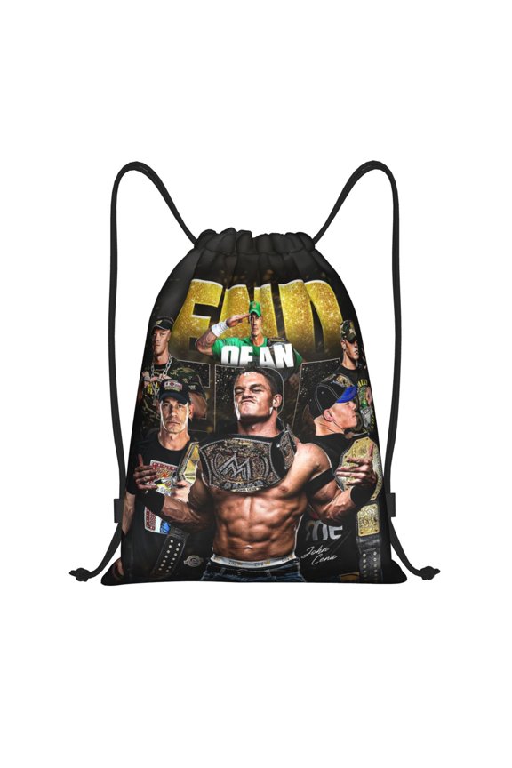 John Wres-tler Cena Drawstring Bag Waterproof Adjustable Lightweight Sport Gym Sack Cute Cartoon Drawstring Backpack For Men Women