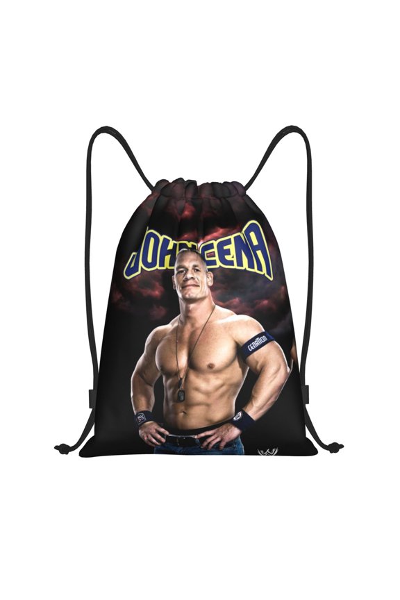 John Wres-tler Cena Drawstring Bag Waterproof Adjustable Lightweight Sport Gym Sack Cute Cartoon Drawstring Backpack For Men Women