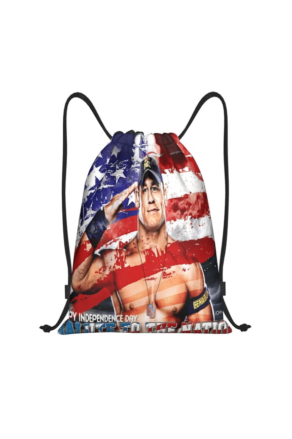 John Wres-tler Cena Drawstring Bag Waterproof Adjustable Lightweight Sport Gym Sack Cute Cartoon Drawstring Backpack For Men Women