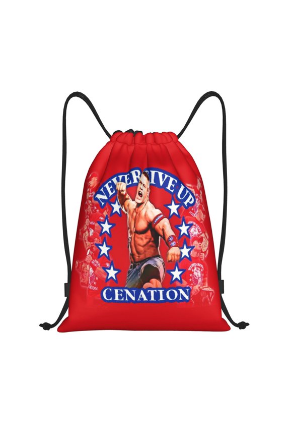 John Wres-tler Cena Drawstring Bag Waterproof Adjustable Lightweight Sport Gym Sack Cute Cartoon Drawstring Backpack For Men Women